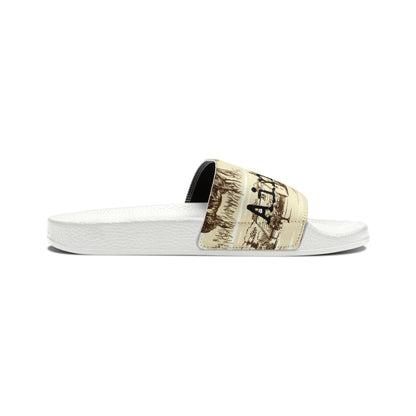 Ranchin’ Ain’t Easy Women's PU Slide SandalsTake on the summer heat with style thanks to these personalized slide sandals for women. Made with PU outsoles and an edge-to-edge strap customization that will nevePU Slide SandalsThe Hufeisen-Ranch (WYO Wagyu)Shoes